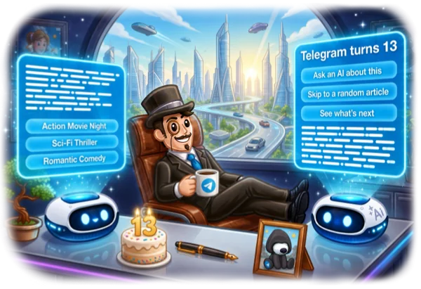 Pesan Sambutan, Tombol dalam Pesan, dan 13 Tahun Telegram